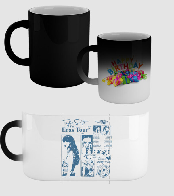 Taylor Swift ERAS print blue model negru pe tricou