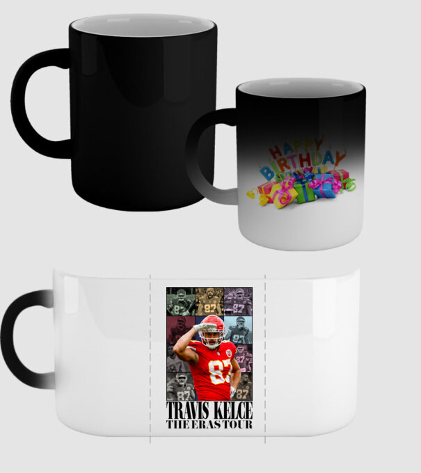 Taylor Swift Eras Travis Kelce model negru pe tricou