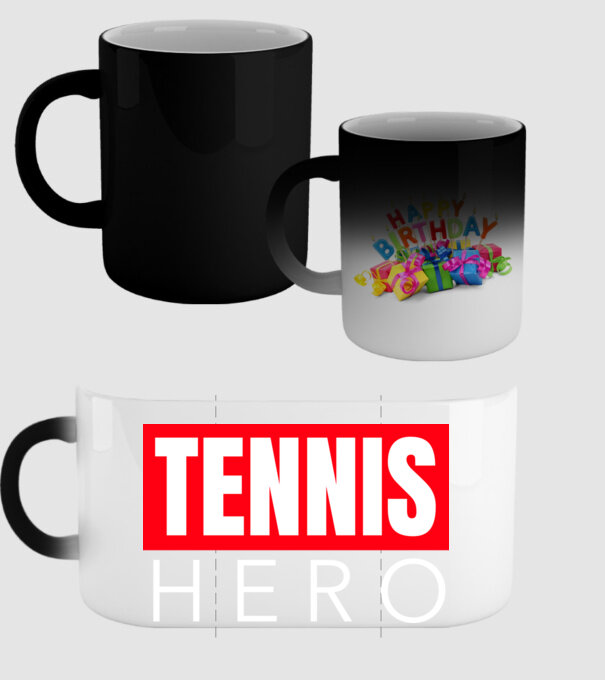 TENNIS HERO model negru pe tricou