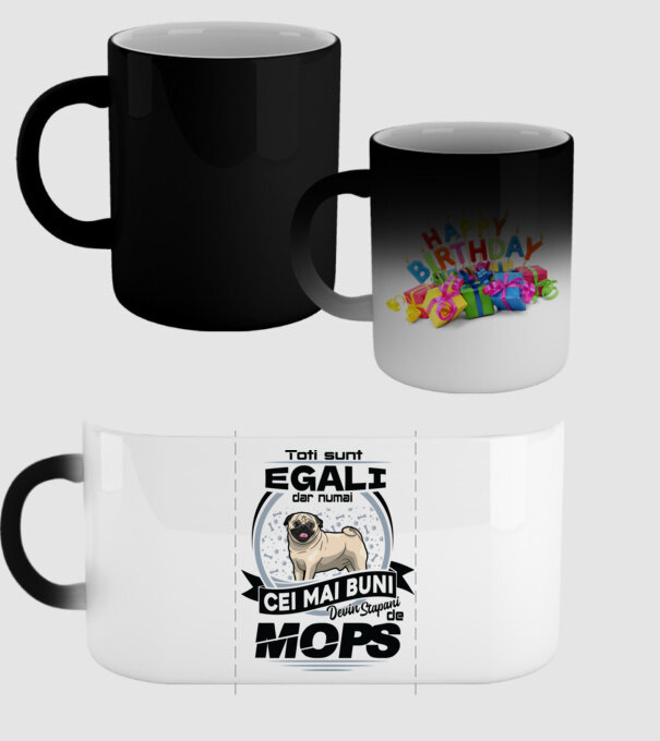 Toți sunt egali, dar numai cei mai buni devin stăpâni de mops 02 model negru pe tricou