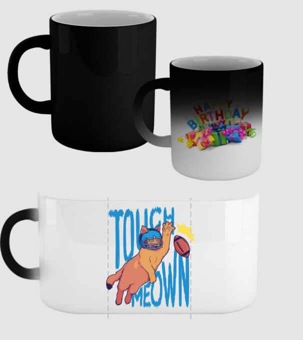 Touch Meow model negru pe tricou