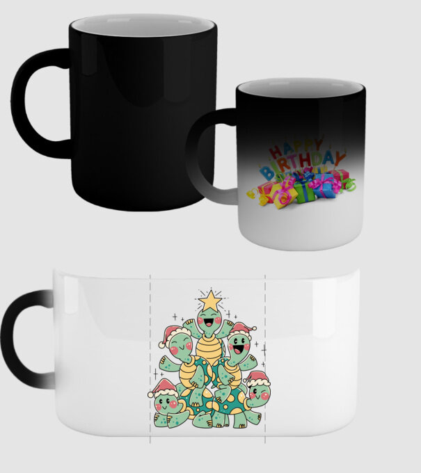 Turtle christmas tree model negru pe tricou