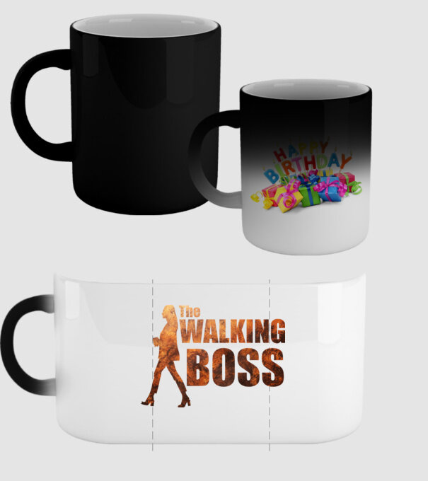 Walking bos model negru pe tricou