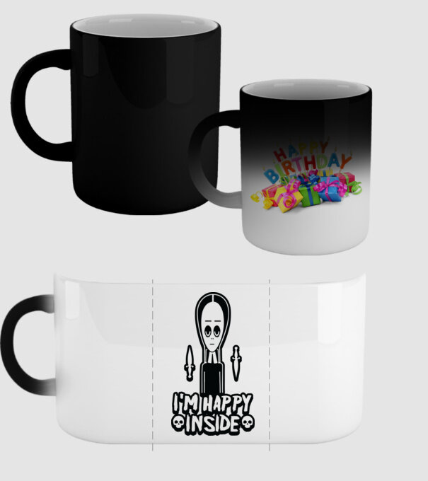 WEDNESDAY Happy inside model negru pe tricou