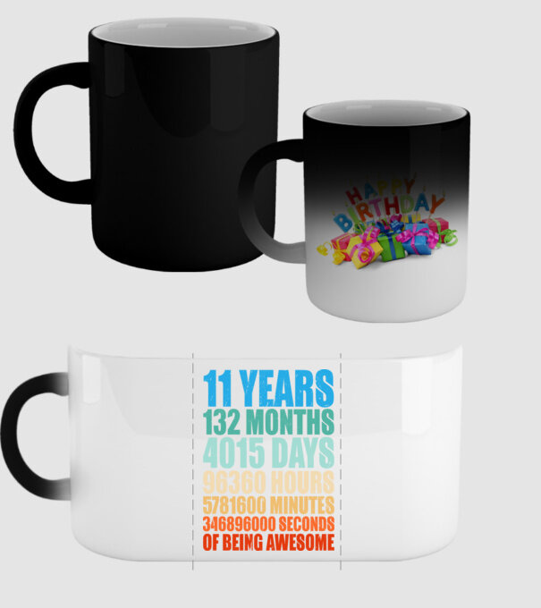11 years of being awesome model negru pe tricou