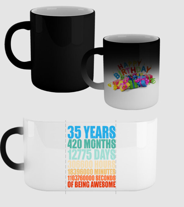 35 years of being awesome model negru pe tricou