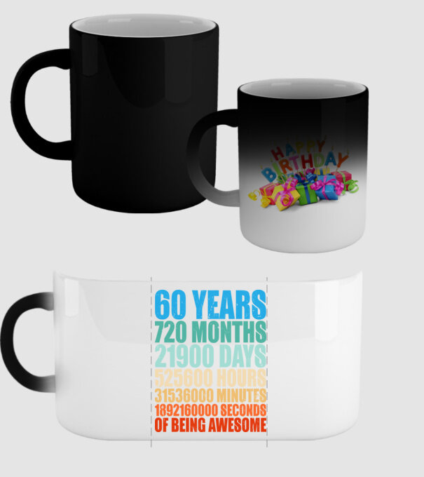60 years of being awesome model negru pe tricou