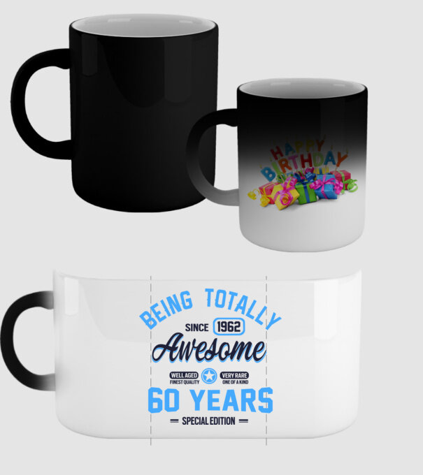 60 years of being totally awesome model negru pe tricou