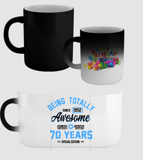 70 years of being totally awesome model negru pe tricou