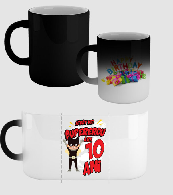 Acest mic supererou are 10 ani model negru pe tricou