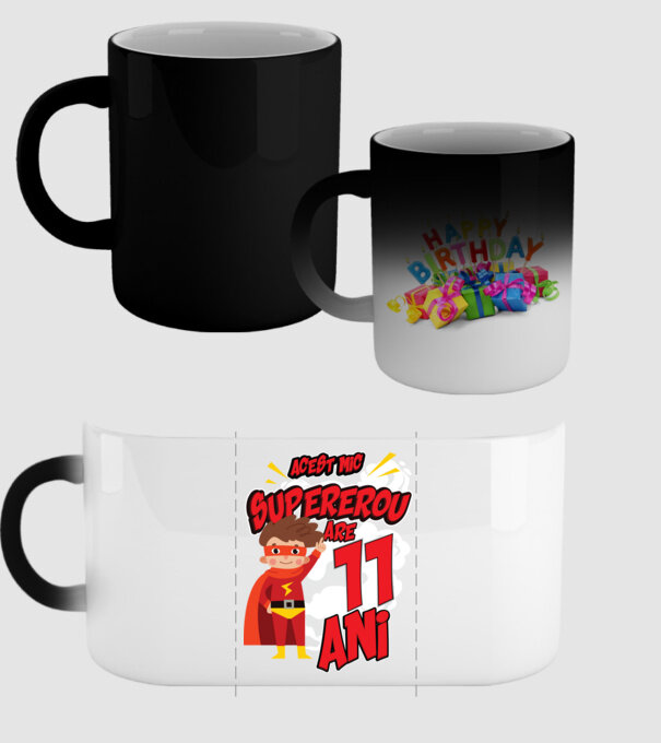 Acest mic supererou are 11 ani model negru pe tricou