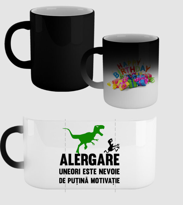 Alergare - uneori este nevoie de puțină motivație model negru pe tricou