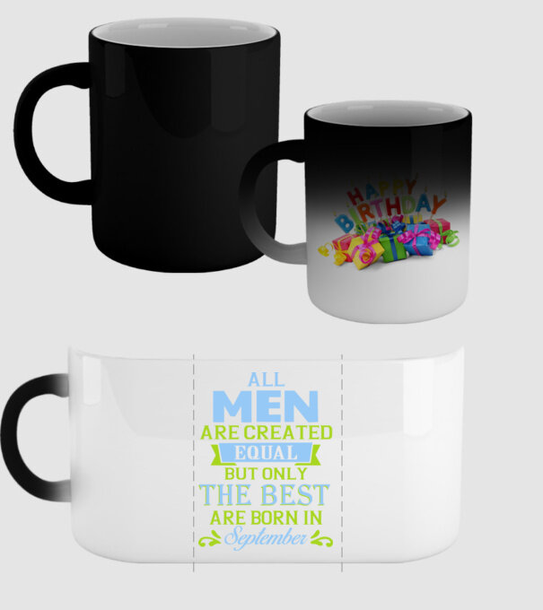 All men created equal but only the beat are born in september model negru pe tricou