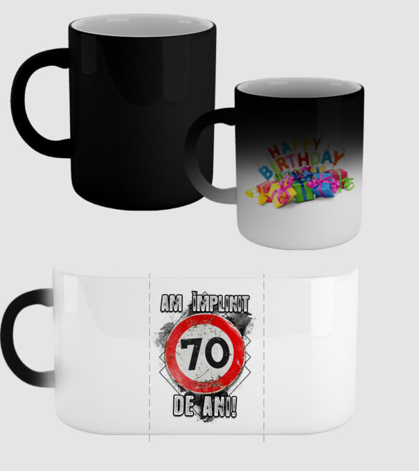Am împlinit 70 de ani! model negru pe tricou
