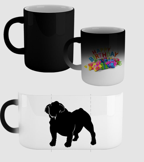 Bulldog englezesc model negru pe tricou