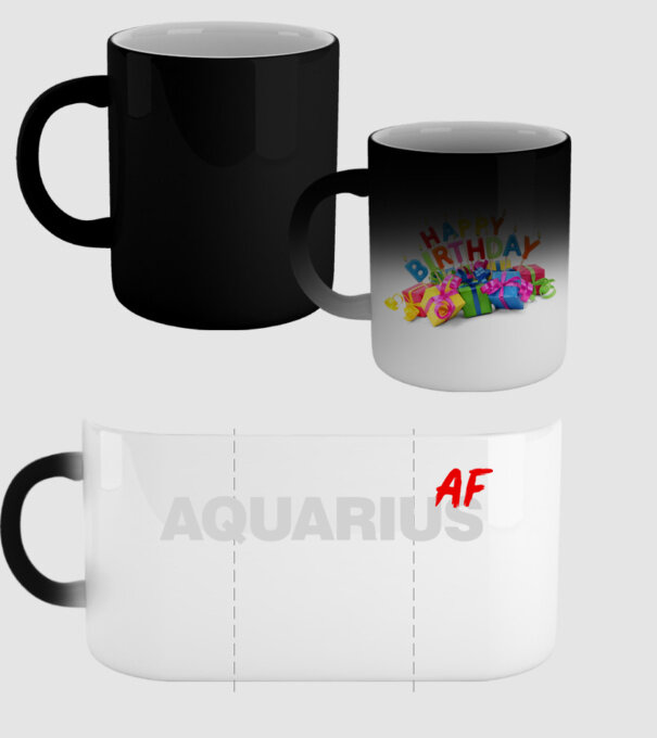 AQUARIUS as fuck model negru pe tricou