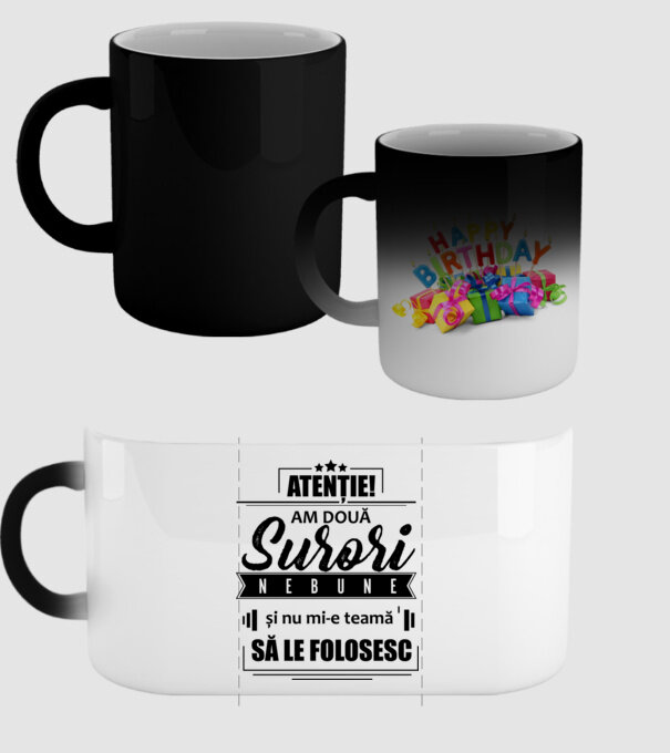 Atenție! Am două surori nebune și nu mi-e teamă să le folosesc. model negru pe tricou