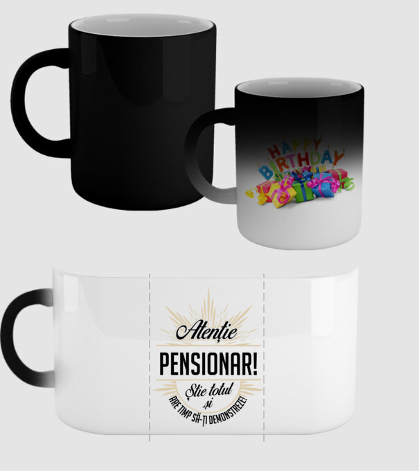 Atenție pensionar! Știe totul și are timp să-ți demonstreze! model negru pe tricou