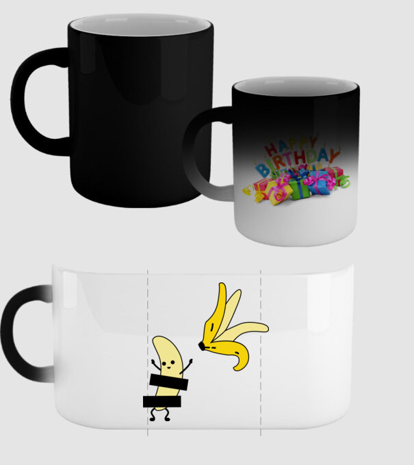Cuplu Banană fată model negru pe tricou