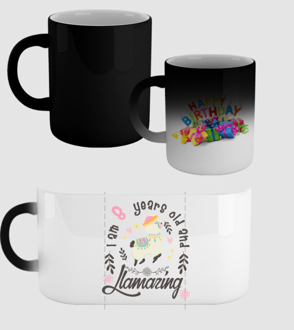 Birthday Llamazing 8 years old model negru pe tricou