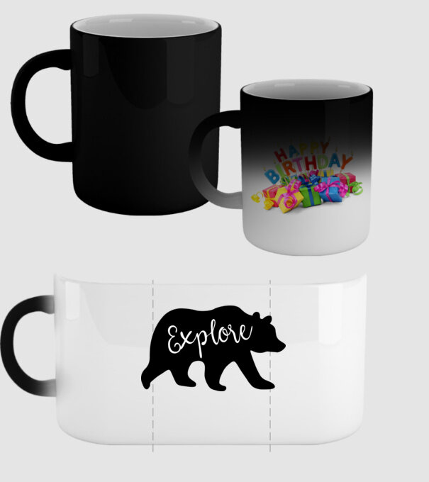 Bear explore model negru pe tricou