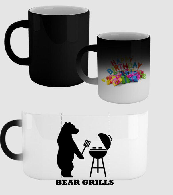 Bear Grills model negru pe tricou