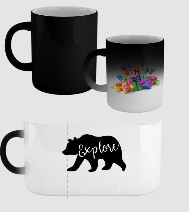Bear left explore model negru pe tricou