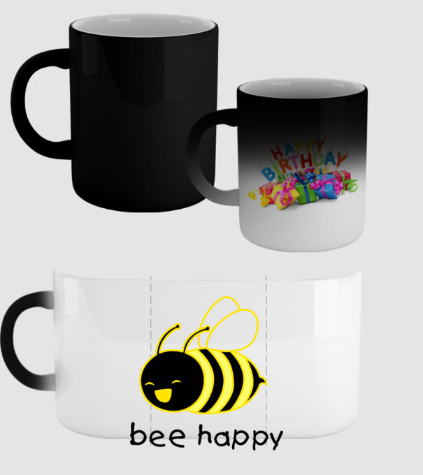 bee happy model negru pe tricou