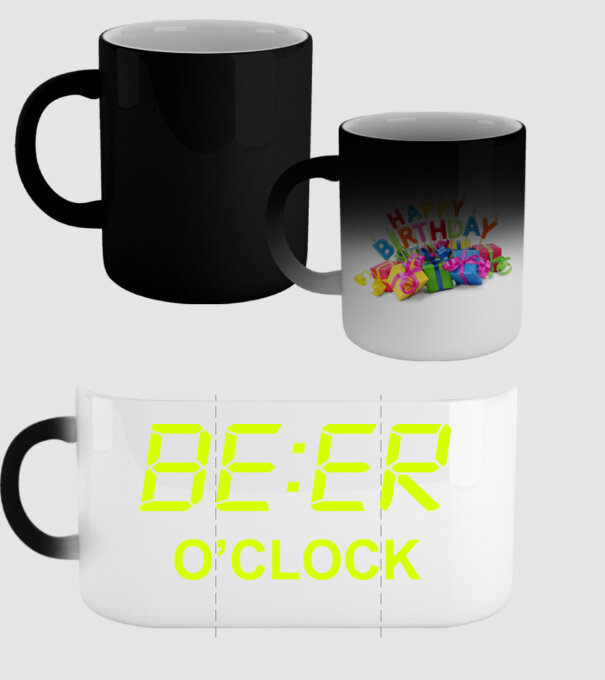 'Beer o'' clock' model negru pe tricou