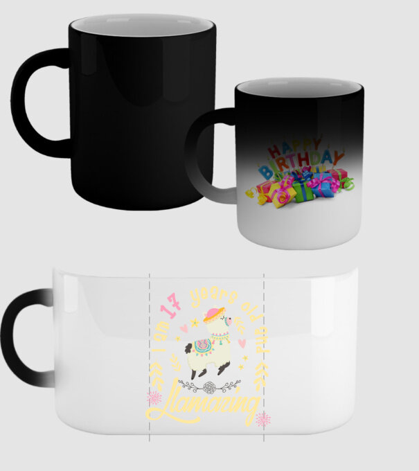 Birthday Llamazing 17 years old model negru pe tricou