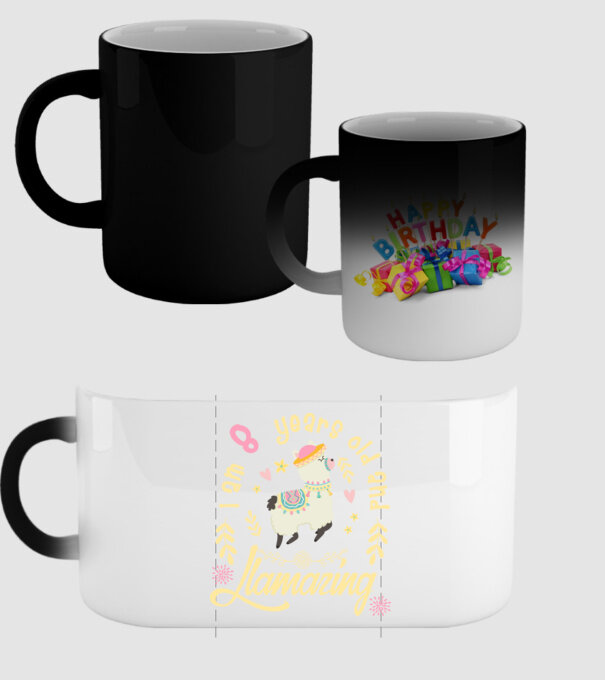 Birthday Llamazing 8 years old model negru pe tricou