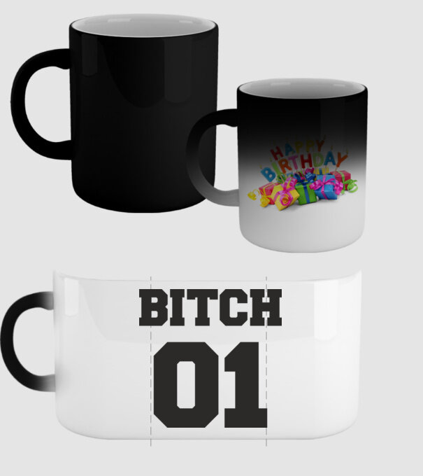 Bitch 01 model negru pe tricou