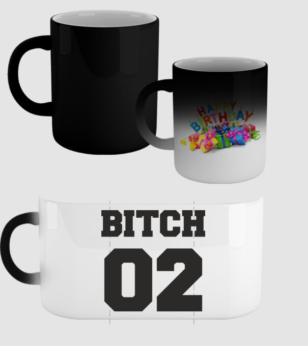Bitch 02 model negru pe tricou