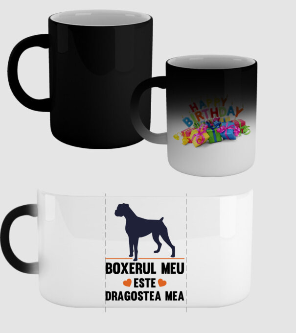 boxerul meu este dragostea mea model negru pe tricou