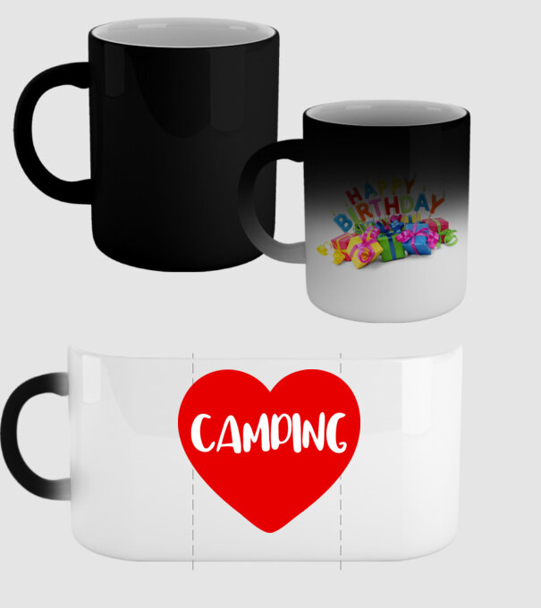 Camping heart model negru pe tricou