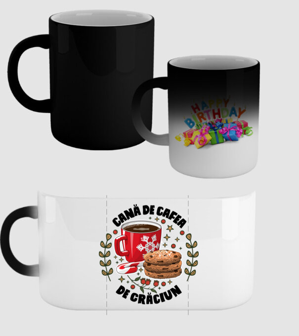 Cană de cafea de Crăciun model negru pe tricou