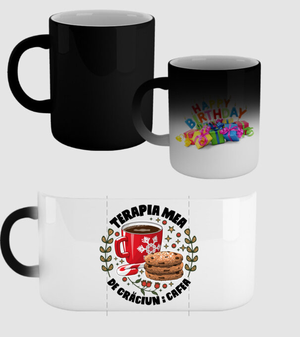 Cană de cafea de Crăciun model negru pe tricou
