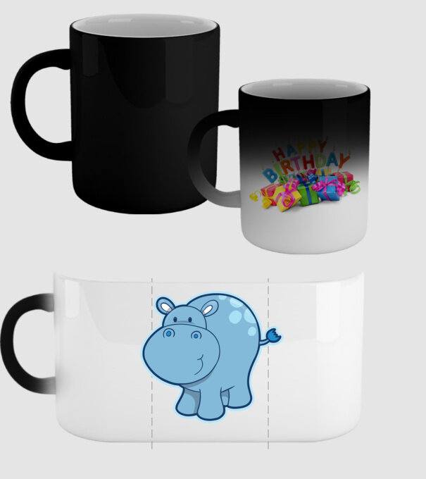 Cartoon hippo model negru pe tricou