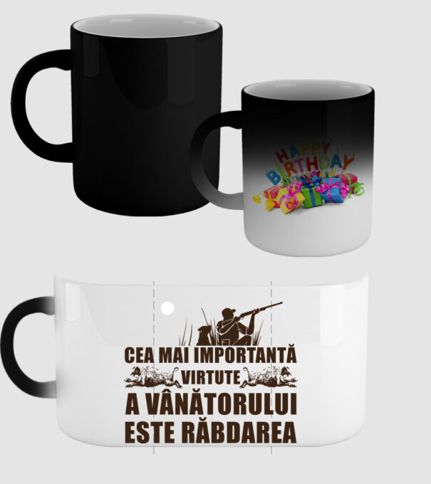 cea mai importantă virtute a vânătorului este răbdarea model negru pe tricou