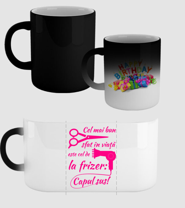 cel mai bun sfat în viață este cel de la frizer: capul sus! model negru pe tricou