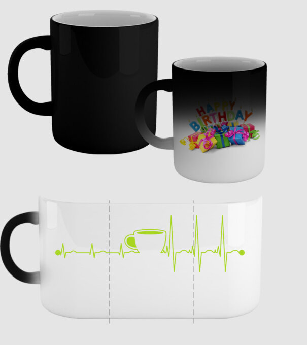 Coffee heartbeat model negru pe tricou