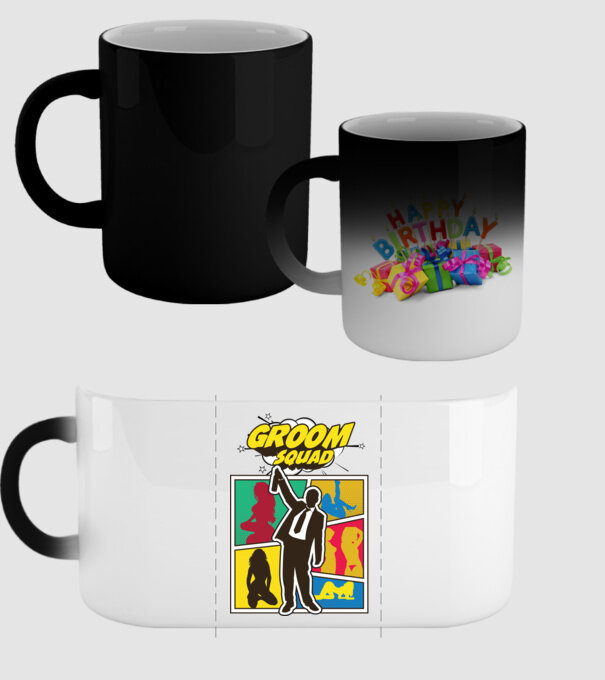 Comic Groom Squad model negru pe tricou