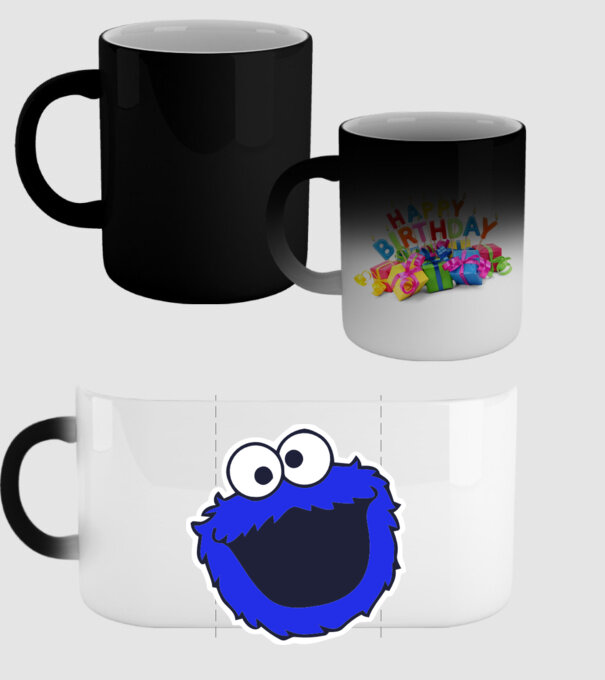 Cookie Monster Face model negru pe tricou