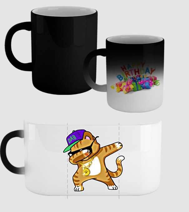 Cool Cat DAB model negru pe tricou