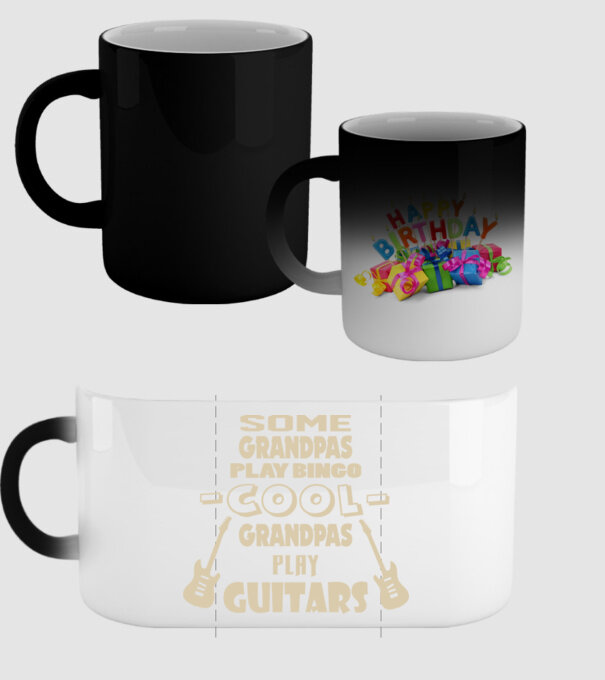 Cool grandpas play guitar model negru pe tricou