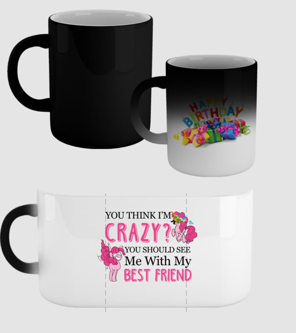 Crazy Friend Unicorn model negru pe tricou