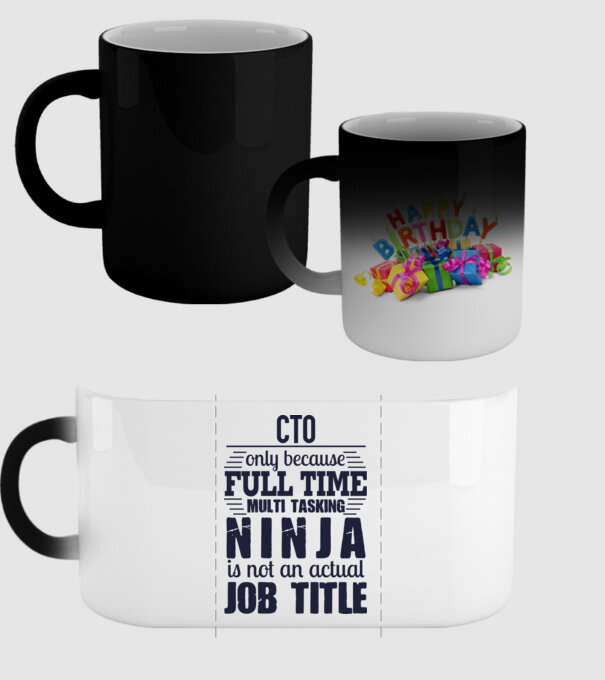 CTO-full time ninja model negru pe tricou