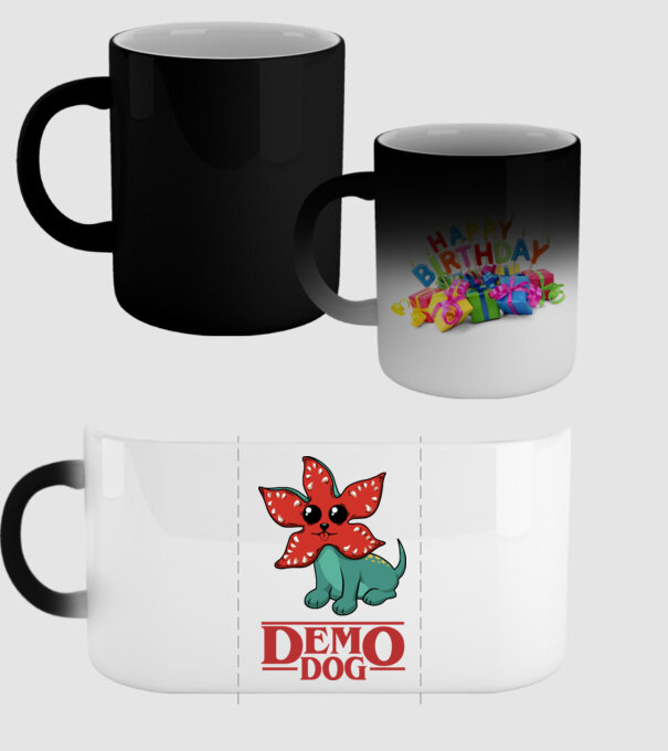 cute demodog model negru pe tricou