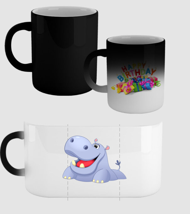 Cute Hippo model negru pe tricou