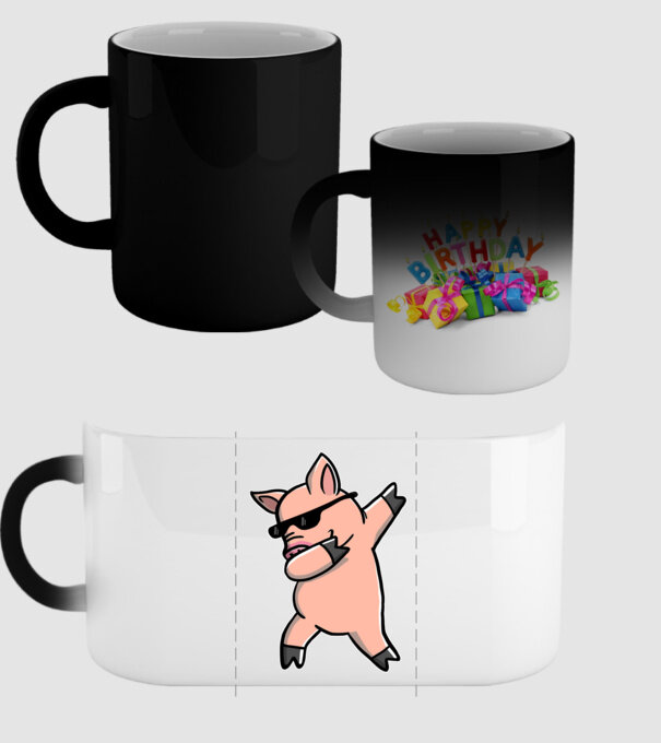 Porc dab model negru pe tricou
